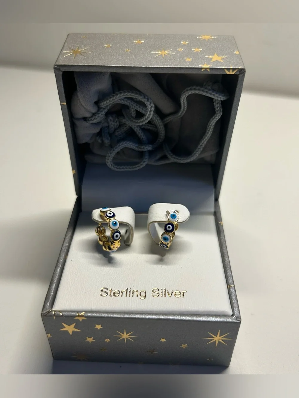 NIB Rachel Zoe evil eye hoop earrings - Picture 6 of 8